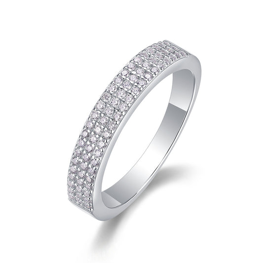 Elegant Geometric Silver Ring with Moissanite Stones
