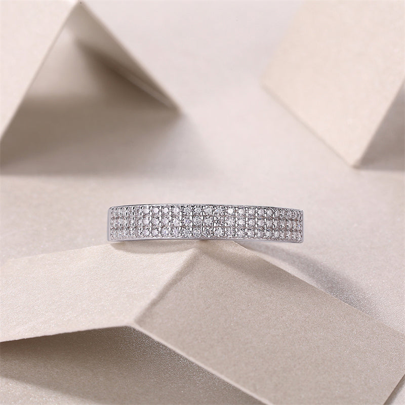 Elegant Geometric Silver Ring with Moissanite Stones
