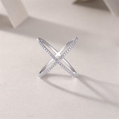 Elegant Geometric Silver Ring with Moissanite Stones