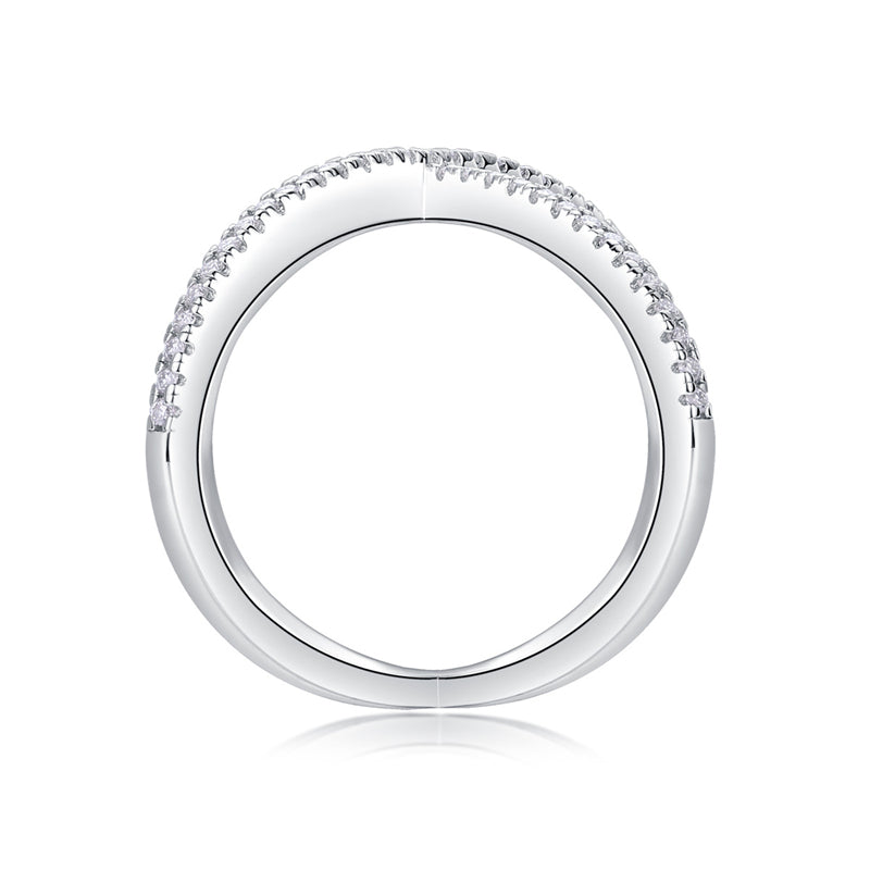 Elegant Geometric Silver Ring with Moissanite Stones