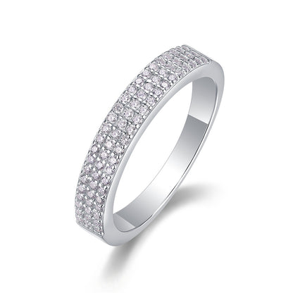 Elegant Geometric Silver Ring with Moissanite Stones