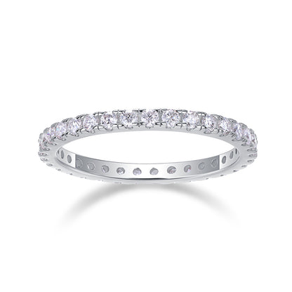Elegant Geometric Silver Ring with Moissanite
