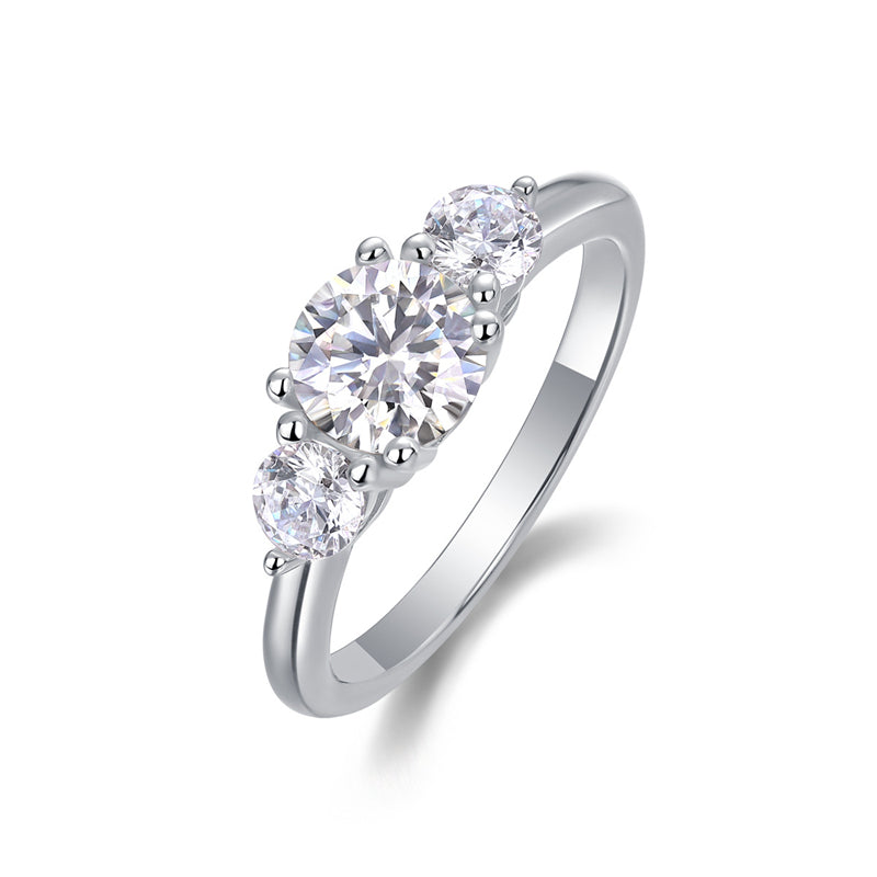 Elegant Geometric Silver Ring with Moissanite for Women