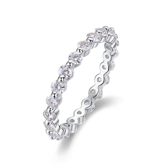 Elegant Silver Ring with Multiple Moissanite Stones