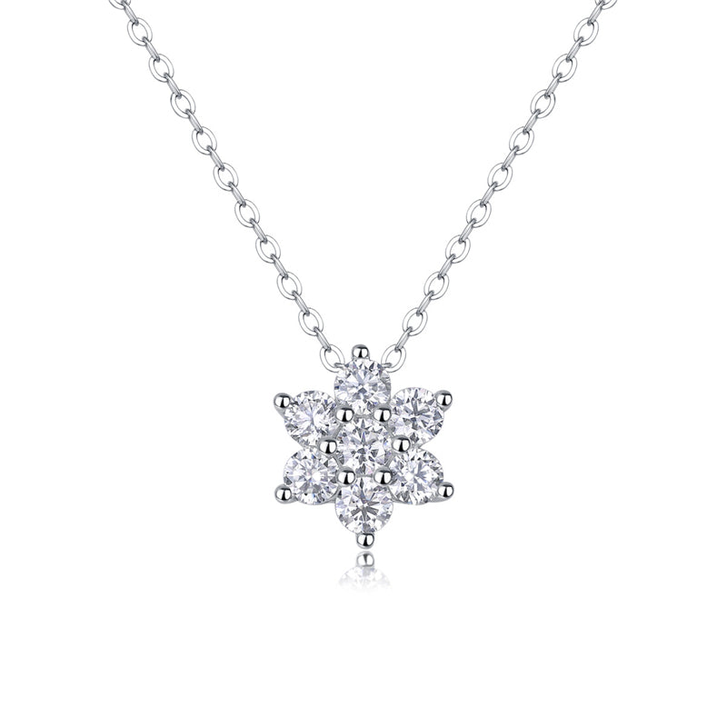 Elegant Snowflake Pendant Necklace with Moissanite for Women