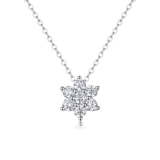 Elegant Snowflake Pendant Necklace with Moissanite for Women