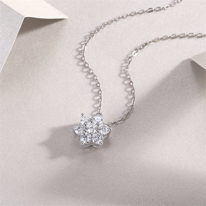 Elegant Snowflake Pendant Necklace with Moissanite for Women