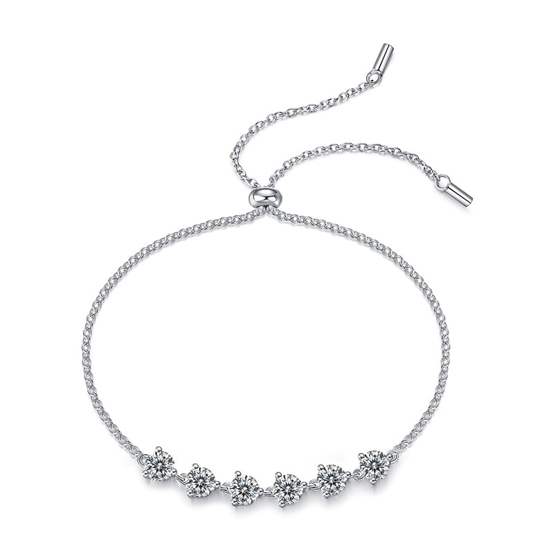 Elegant Women's Silver Bracelet with Beveled Square Moissanite