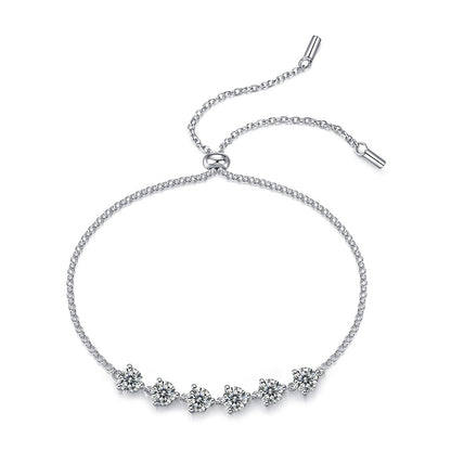 Elegant Women's Silver Bracelet with Beveled Square Moissanite