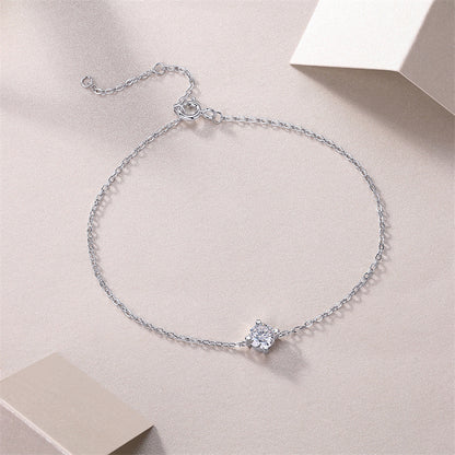 Elegant Women's Silver Bracelet with Round Moissanite for Office Wear