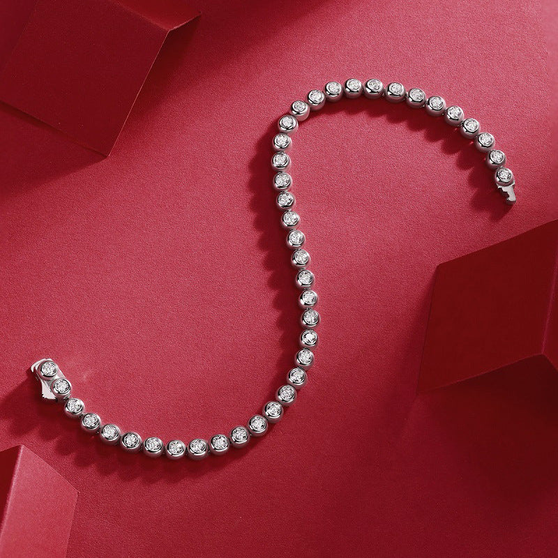 Elegant Women's Silver Bracelet with Round Moissanite for Office Wear