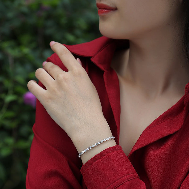 Elegant Women's Silver Bracelet with Round Moissanite for Office Wear