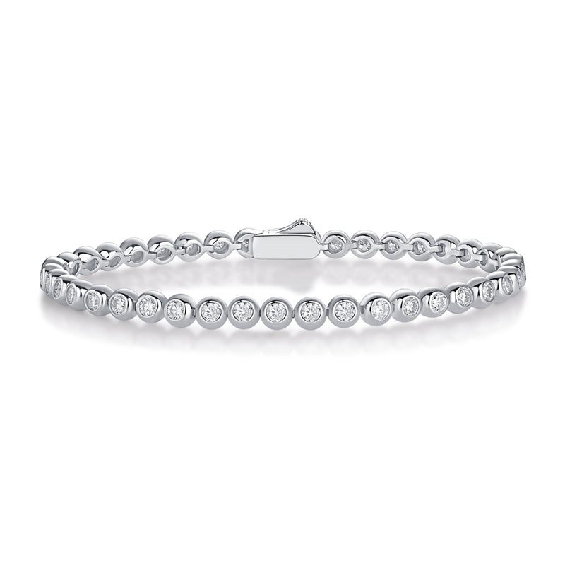 Elegant Women's Silver Bracelet with Round Moissanite for Office Wear