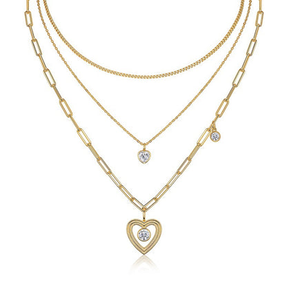 Elegant Women's Silver Necklace with Round Moissanite Pendant