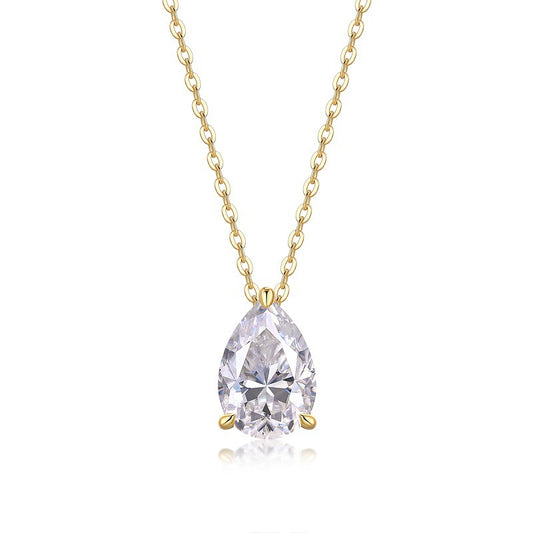 Elegant Women's Silver Necklace with Teardrop Moissanite Pendant