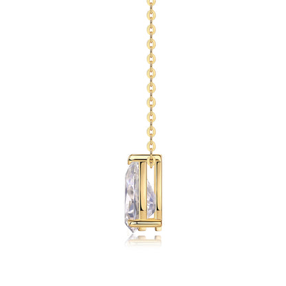 Elegant Women's Silver Necklace with Teardrop Moissanite Pendant