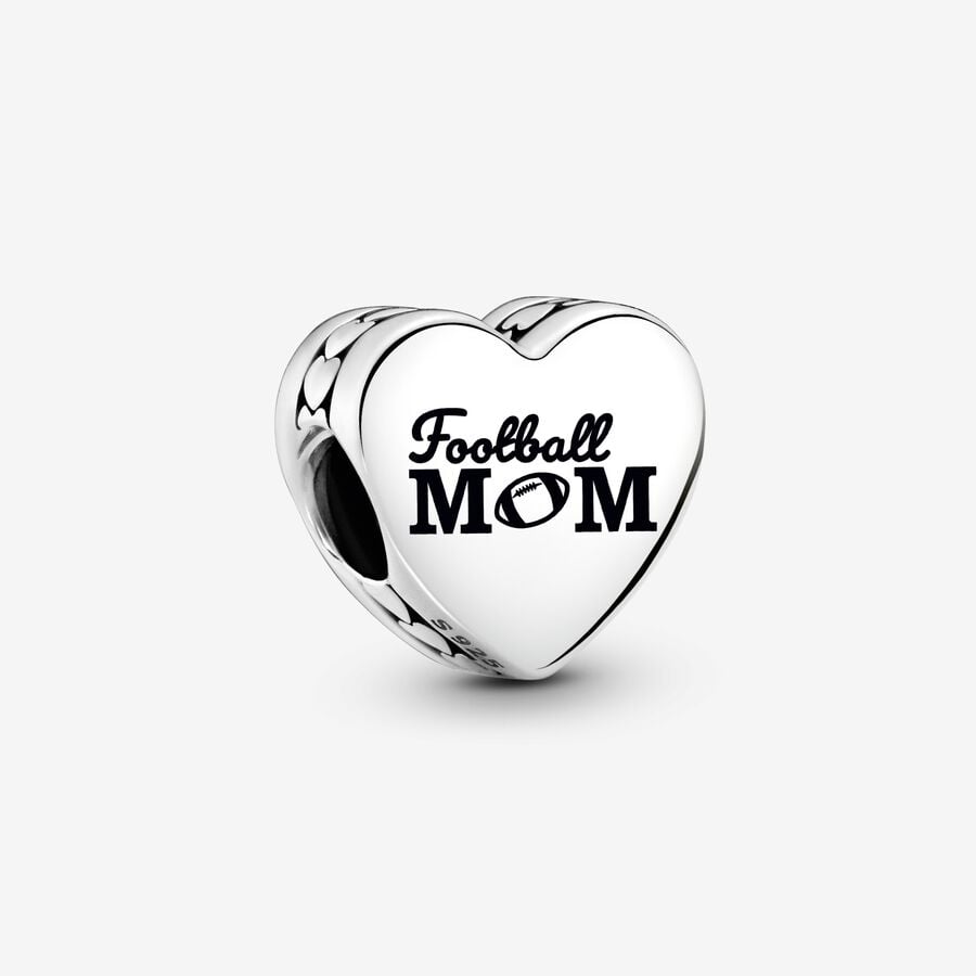 Team Mom Football Heart Charm