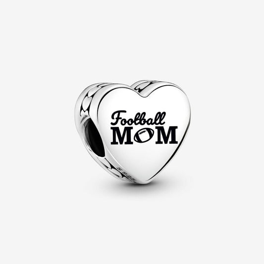 Team Mom Football Heart Charm
