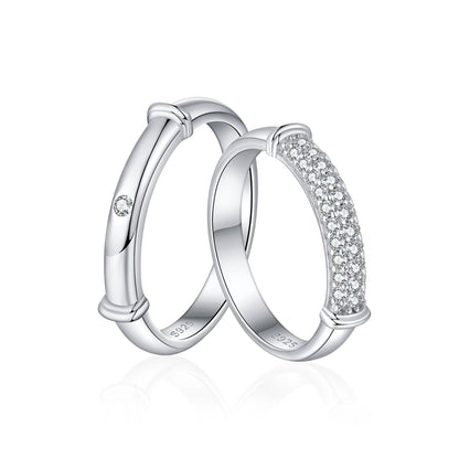 "Eternal Devotion" Couple Rings - 925 Sterling Silver Engravable Wedding Set with Gift Box
