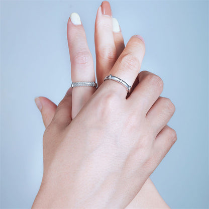 "Eternal Devotion" Couple Rings - 925 Sterling Silver Engravable Wedding Set with Gift Box