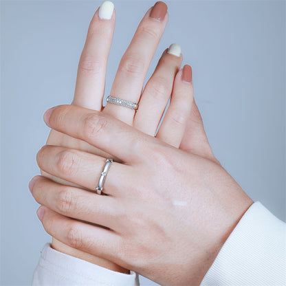 "Eternal Devotion" Couple Rings - 925 Sterling Silver Engravable Wedding Set with Gift Box