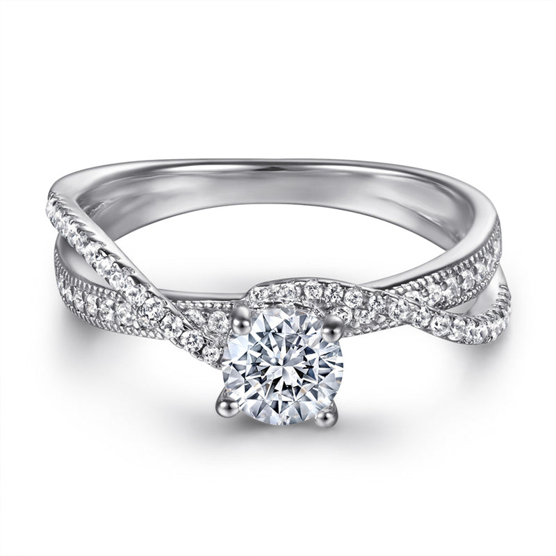 Eternal Love 925 Silver Ring - Three-Strand Intertwined Zirconia Engagement Band