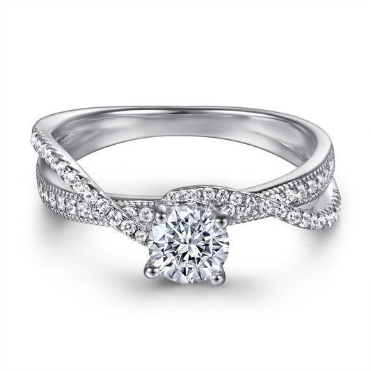 Eternal Love 925 Silver Ring - Three-Strand Intertwined Zirconia Engagement Band