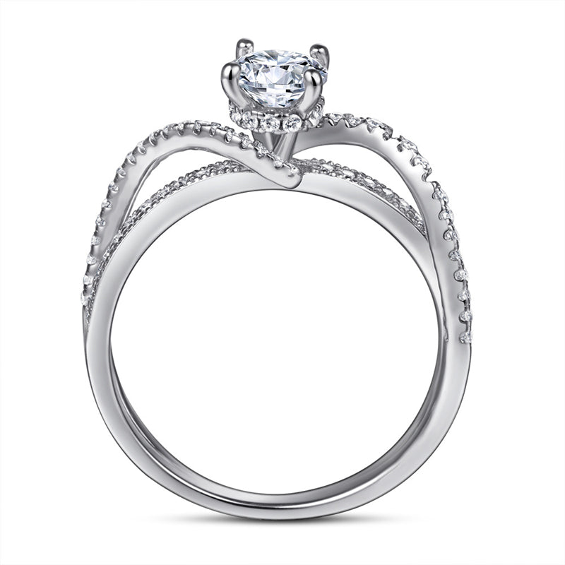 Eternal Love 925 Silver Ring - Three-Strand Intertwined Zirconia Engagement Band