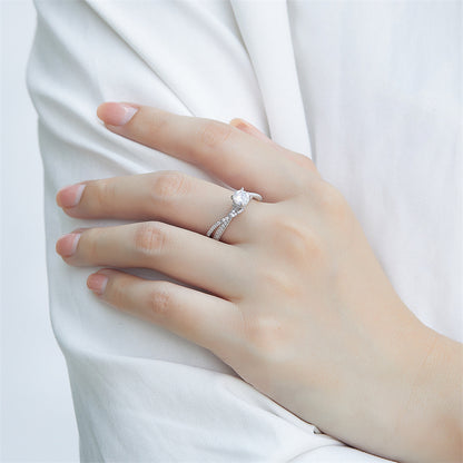 Eternal Love 925 Silver Ring - Three-Strand Intertwined Zirconia Engagement Band