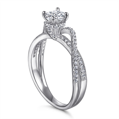 Eternal Love 925 Silver Ring - Three-Strand Intertwined Zirconia Engagement Band