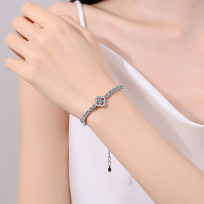 Exotic Floral Vintage Style 925 Silver Bracelet for Women with 1.9ct Moissanite - Tulip, Rose, Camellia Design