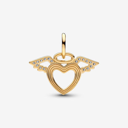 Heart & Angel Wings Dangle Charm