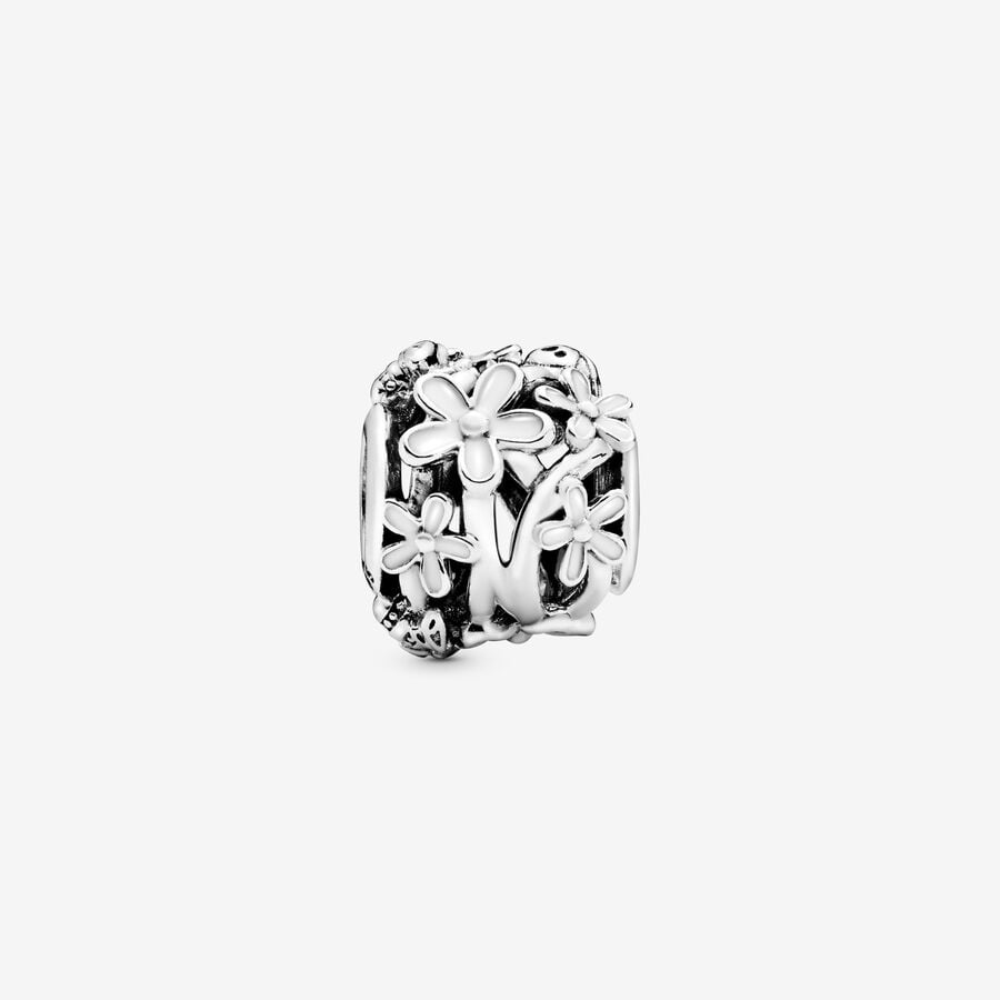 Openwork White Daisy Flower Charm
