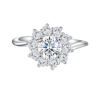 Floral 925 Sterling Silver Ring - Elegant Rose & Blossom Wedding Band for Women