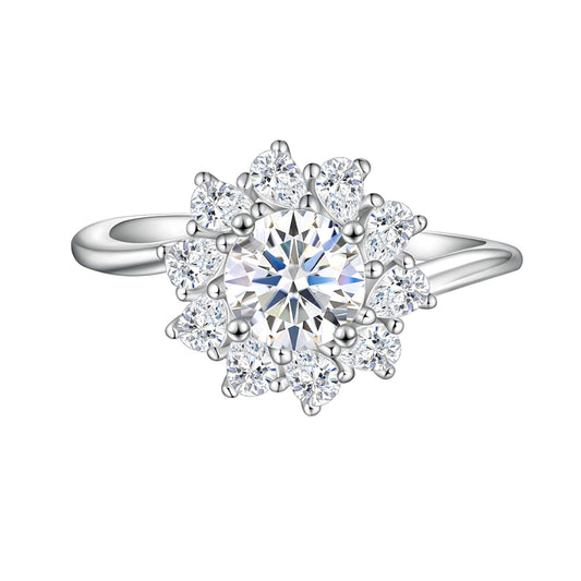 Floral 925 Sterling Silver Ring - Elegant Rose & Blossom Wedding Band for Women