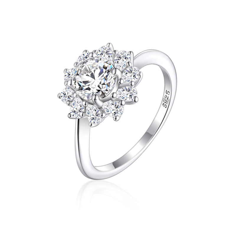 Floral 925 Sterling Silver Ring - Elegant Rose & Blossom Wedding Band for Women
