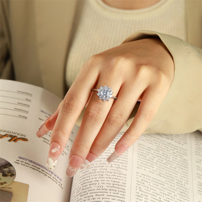 Floral 925 Sterling Silver Ring - Elegant Rose & Blossom Wedding Band for Women