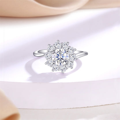 Floral 925 Sterling Silver Ring - Elegant Rose & Blossom Wedding Band for Women