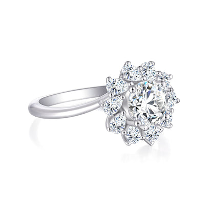 Floral 925 Sterling Silver Ring - Elegant Rose & Blossom Wedding Band for Women