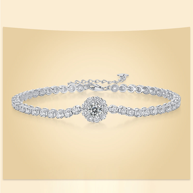 Floral Geometric Bracelet with Moissanite