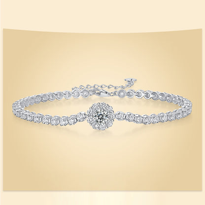 Floral Geometric Bracelet with Moissanite