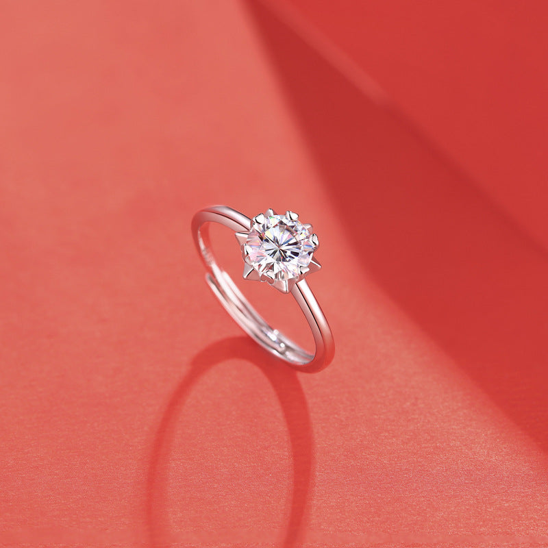 Floral Geometric Ring with Moissanite