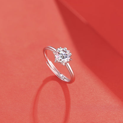 Floral Geometric Ring with Moissanite