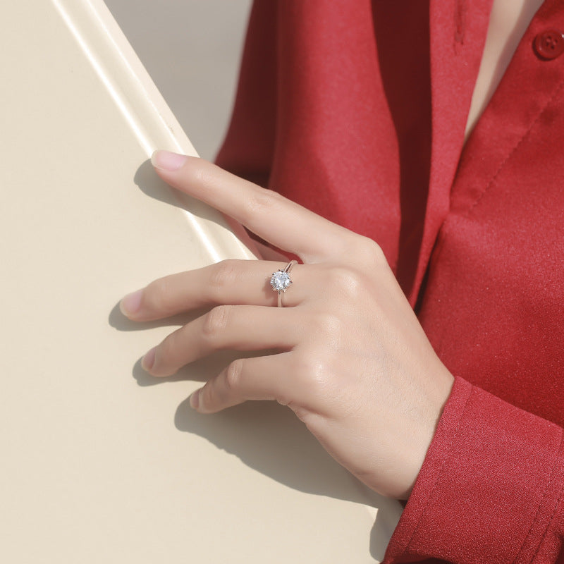 Floral Geometric Ring with Moissanite