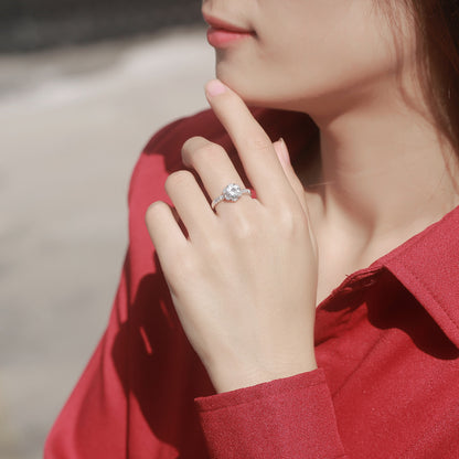 Floral Geometric Ring with Moissanite