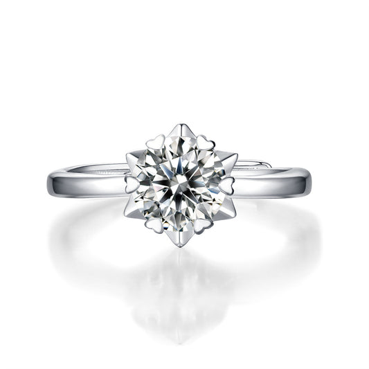 Floral Geometric Ring with Moissanite