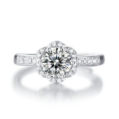 Floral Geometric Ring with Moissanite