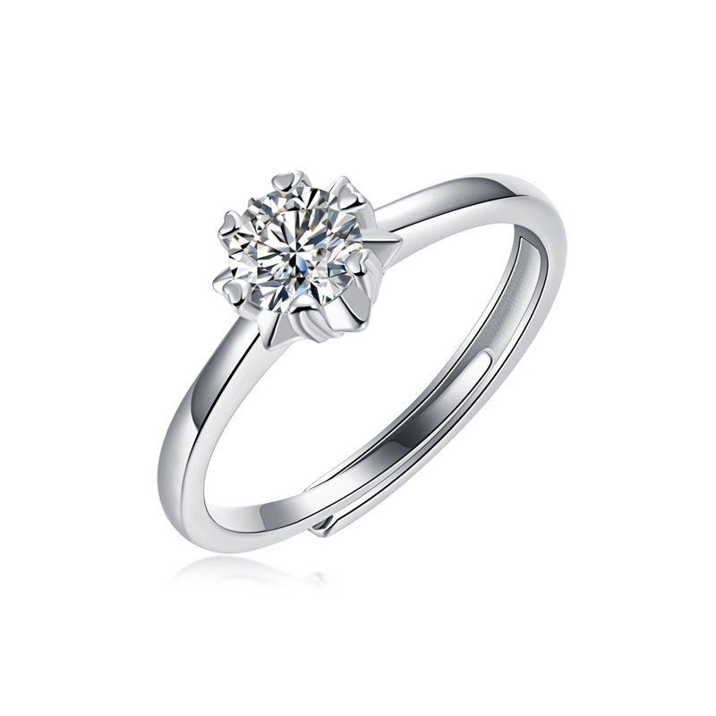 Floral Geometric Ring with Moissanite