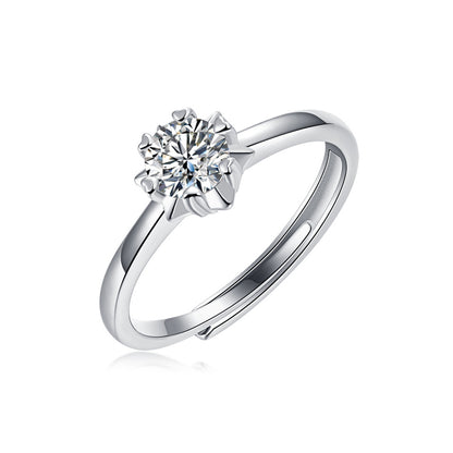 Floral Geometric Ring with Moissanite