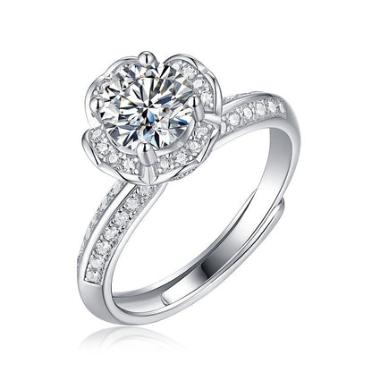 Floral Geometric Ring with Moissanite